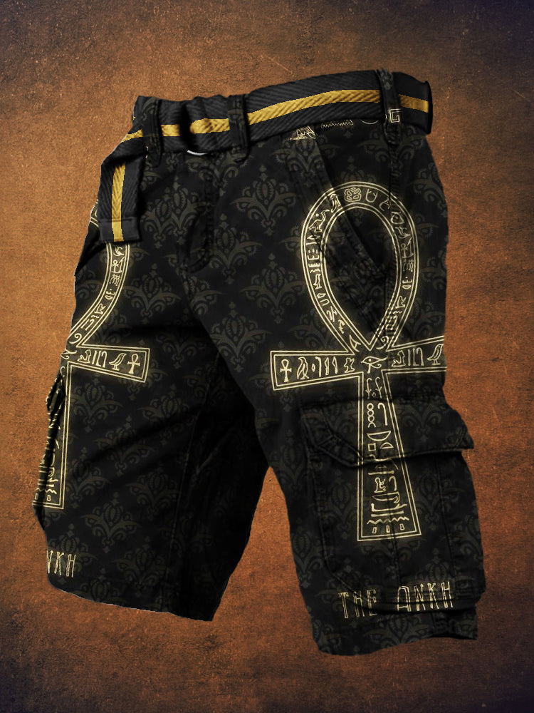 Vintage Egyptian Ankh Totem Print Men's Casual Shorts artswardrobe