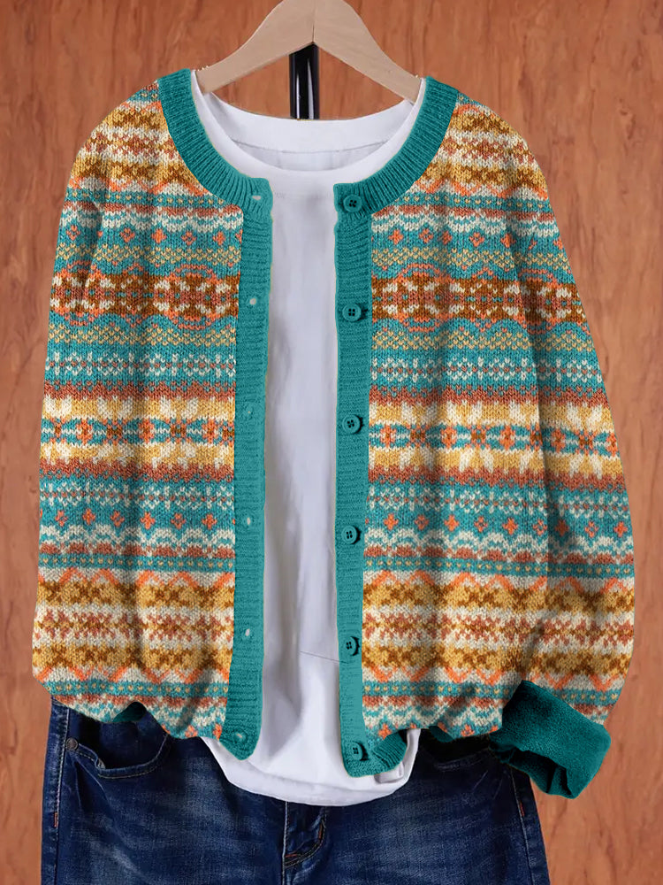 Vintage Scottish Fairisle Knit Pattern Cozy Cardigan artswardrobe