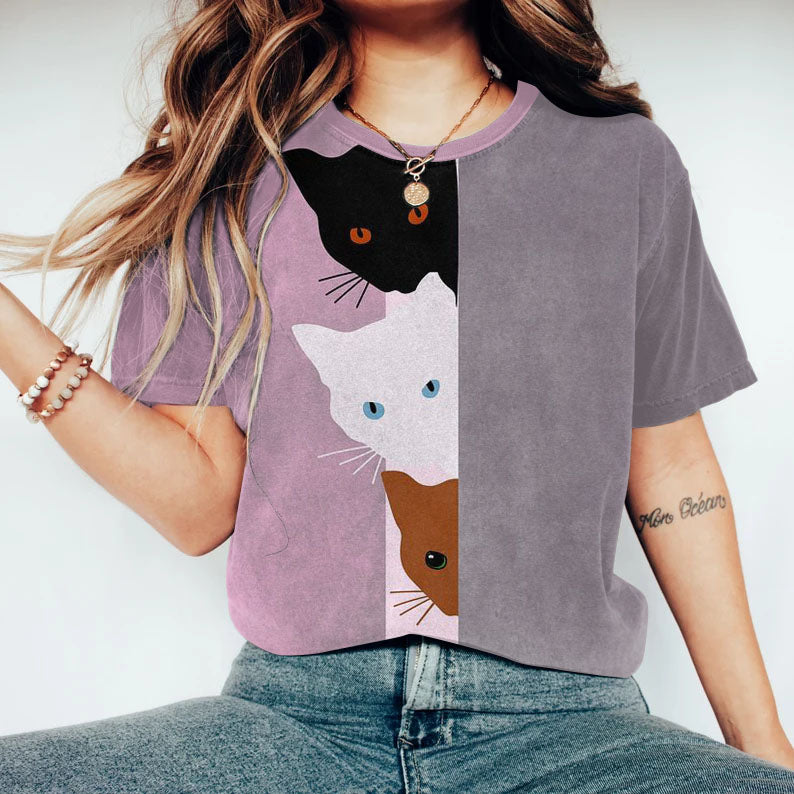 Comstylish Abstract Cat Painting Art T-Shirt