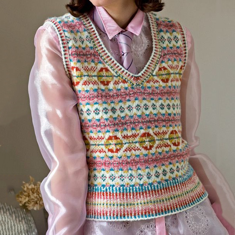 Vintage Elegant Icelandic Knit Jacquard Warmth Vest Sweater elevenforest