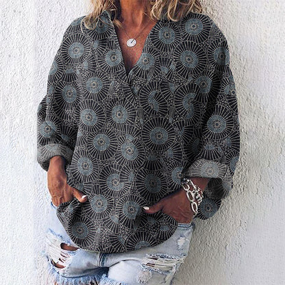 Comstylish Vintage Japanese Traditional Sashiko Art Linen Blend Tunic