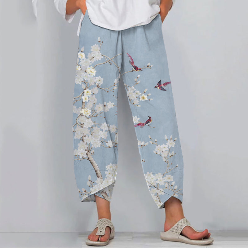 Comstylish Floral Print Loose Casual Pants