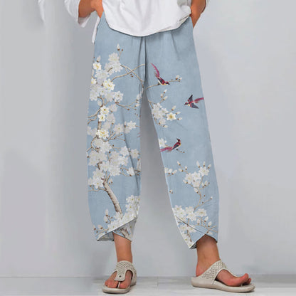 Comstylish Floral Print Loose Casual Pants