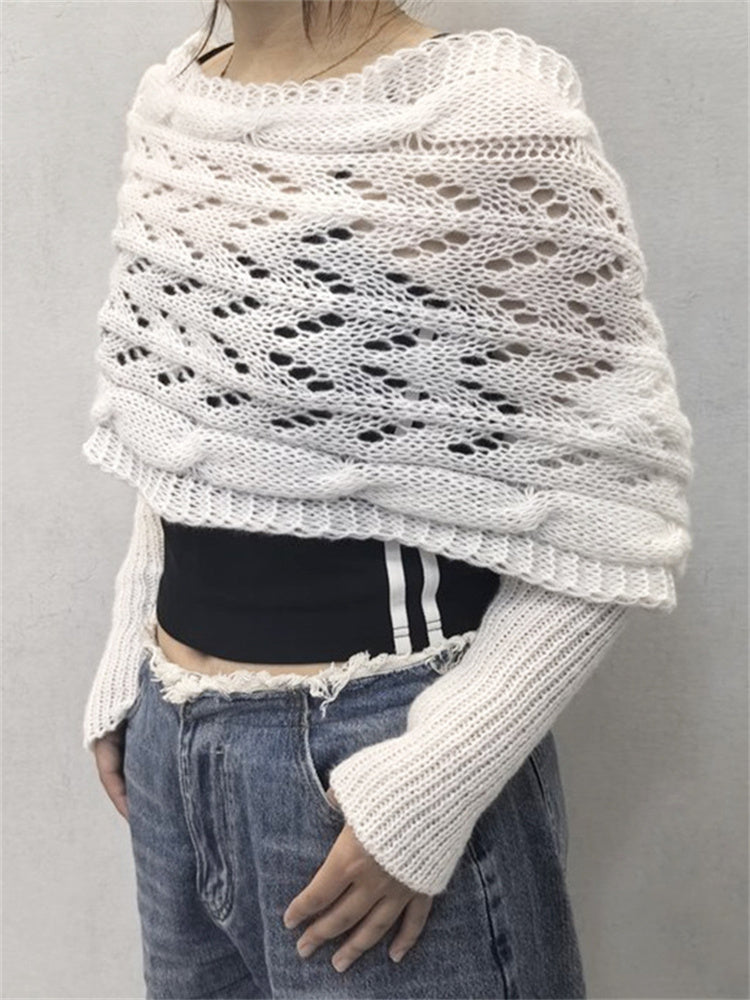 Vintage Hollow Crochet Wrap Cozy Knit Scarf Sweater artswardrobe