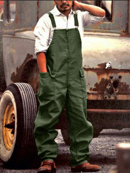 Men's Vintage-Inspired Linen Blend Casual Jumpsuit artswardrobe