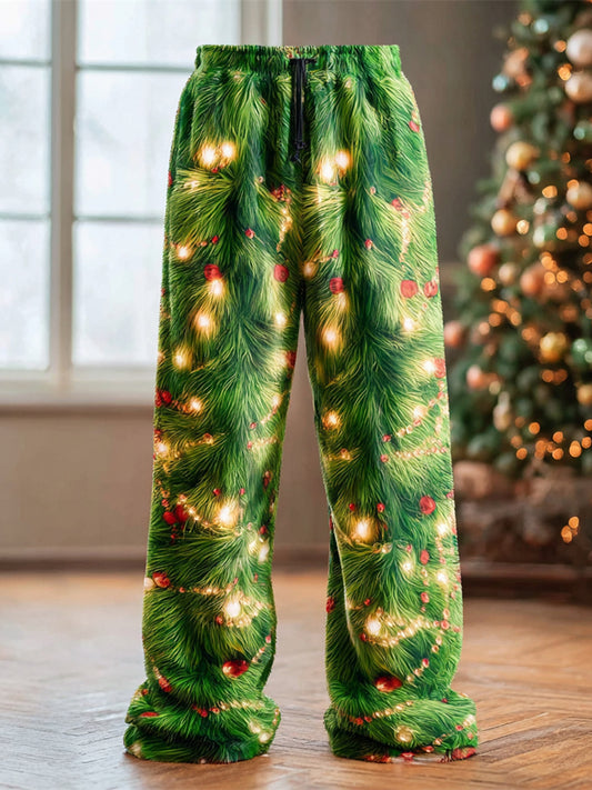 Comstylish Christmas Lights & Trees Men's Knit Straight Leg Pants