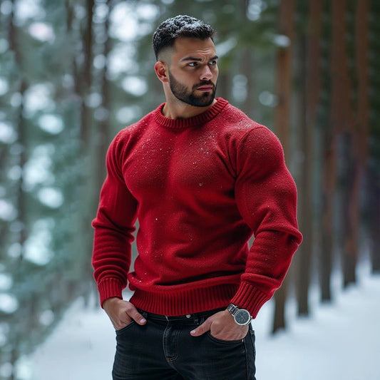 Comstylish Men's Vintage Christmas Jacquard Icelandic Art Cozy Knit Sweater