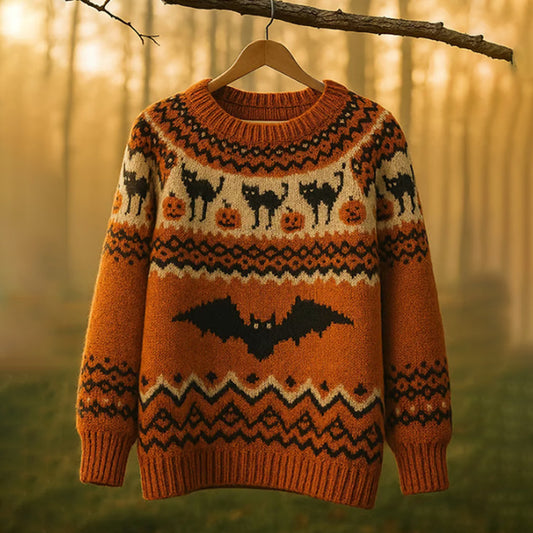 Women's Retro Halloween Print Sweater artswardrobe