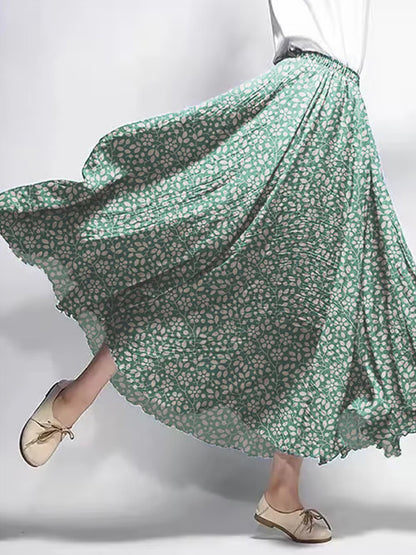 Women's Vintage Botanical Floral Print Skirt artswardrobe