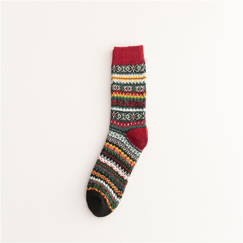 Soft Warm Retro Tribal Color Block Socks elevenforest
