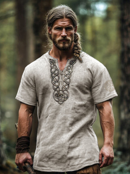 Men's Vintage Viking Celtic Knot Art Linen Shirt artswardrobe