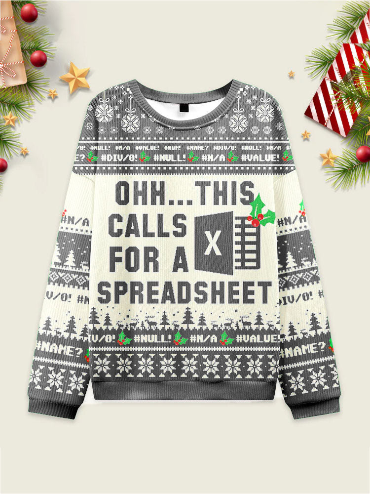 Comstylish Funny Christmas Ohh...this Calls For A Spreadsheet Print Casual Sweatshirt