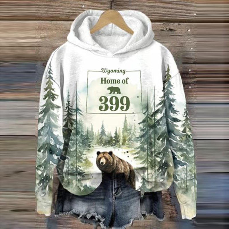 Comstylish Women's Wyoming Home Of 399 Printed Hooded Sweatshirt