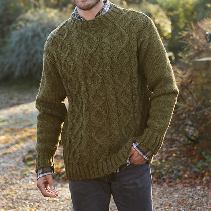 Mens Vintage Solid Color Fair Isle Knitting Pattern Pullover Sweater elevenforest