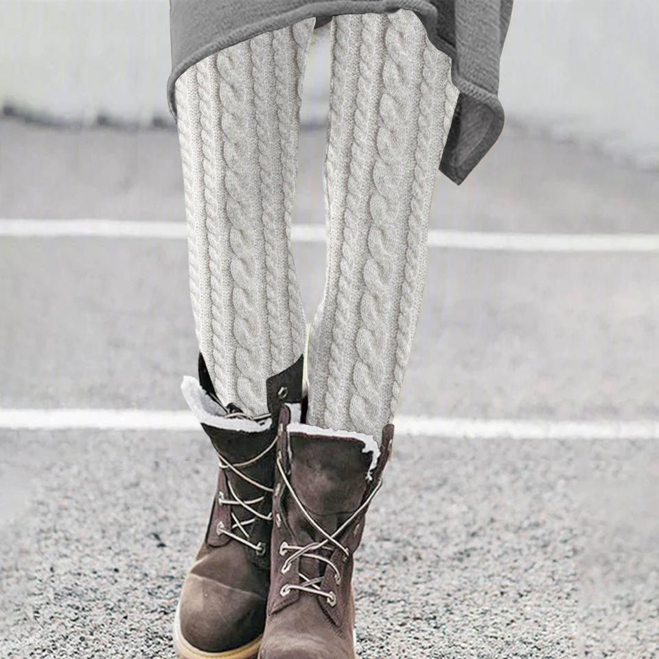 RETRO Pure Wool pattern Cozy Knit Leggings artswardrobe