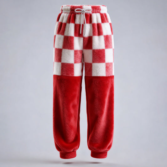 Comstylish Men's Fun Christmas Color-blocked Comfortable Plush Sweatpants