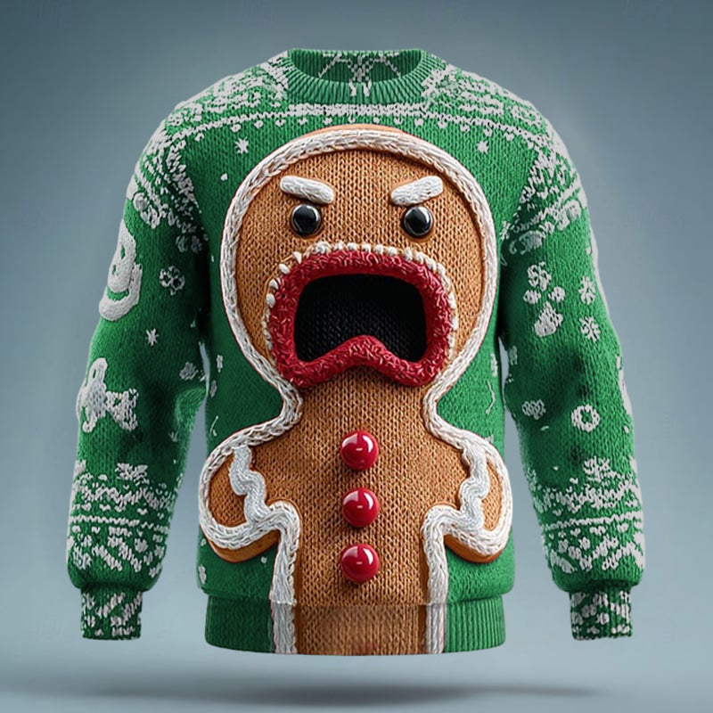 Comstylish Ugly Christmas Sweater Fun Gingerbread 3d Print Sweater