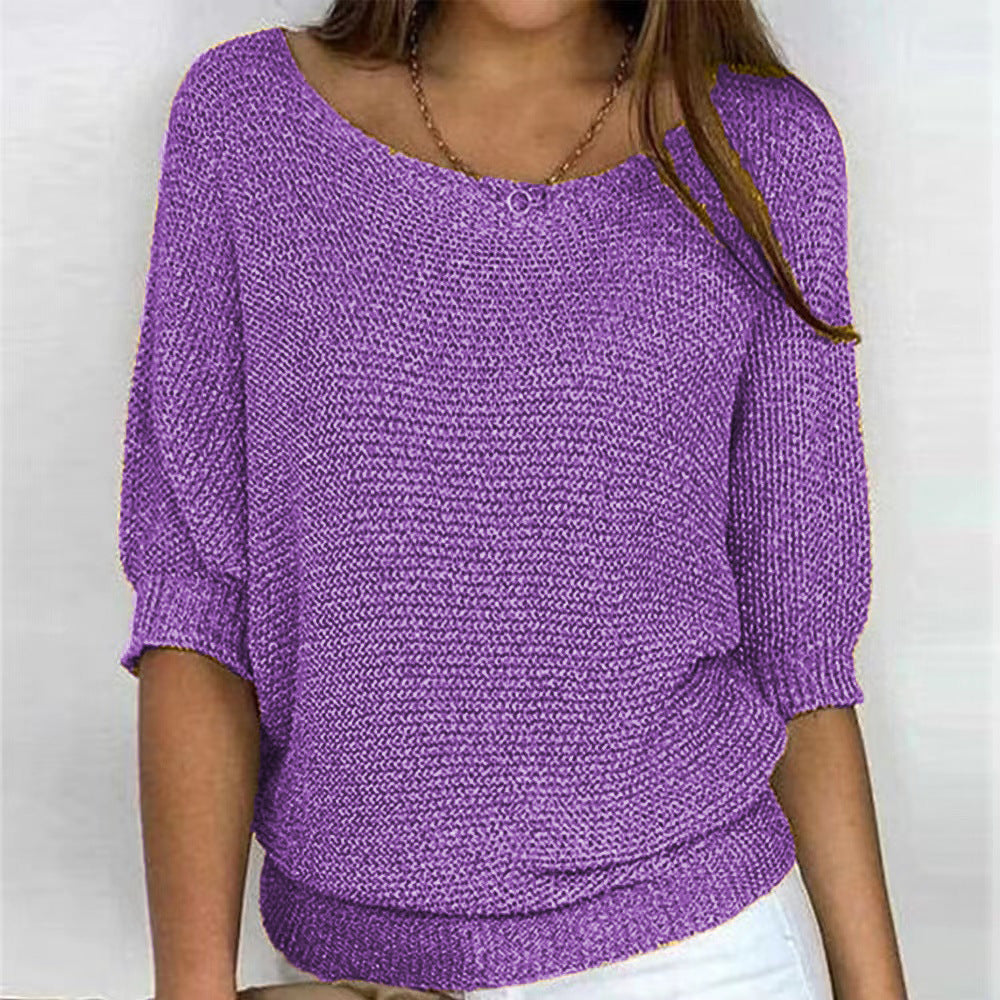 Vintage Solid Color V Neck Comfy Sweater elevenforest