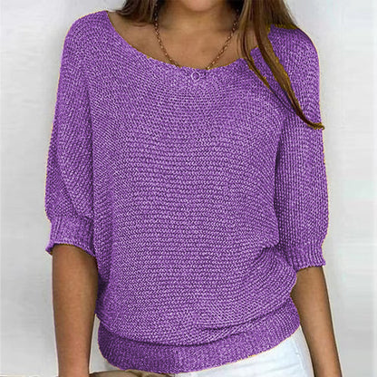Vintage Solid Color V Neck Comfy Sweater elevenforest