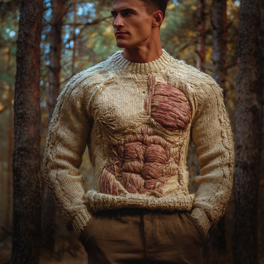 Halloween Anatomy Art And Muscle Embroidery Round Neck Sweater Making artswardrobe