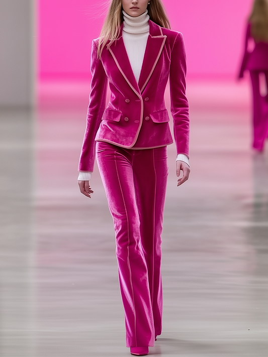 Shipping Barbie Pink Velvet Suit With Light Pink Trimmed