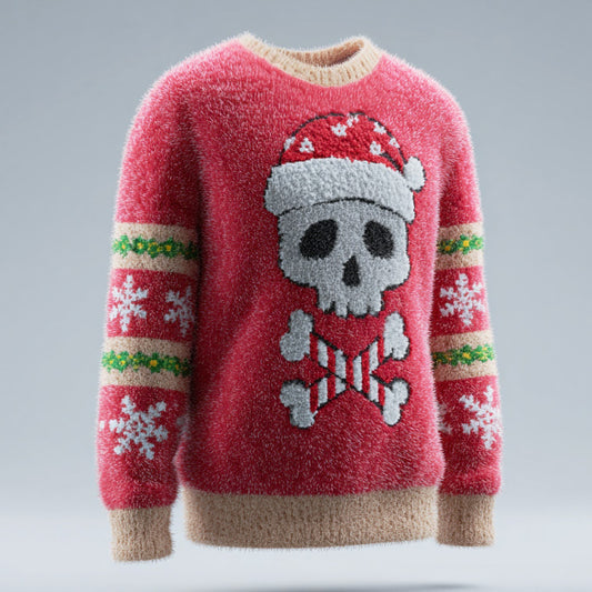 Comstylish Men's Christmas Skull Comfortable Plush Sweatshirt