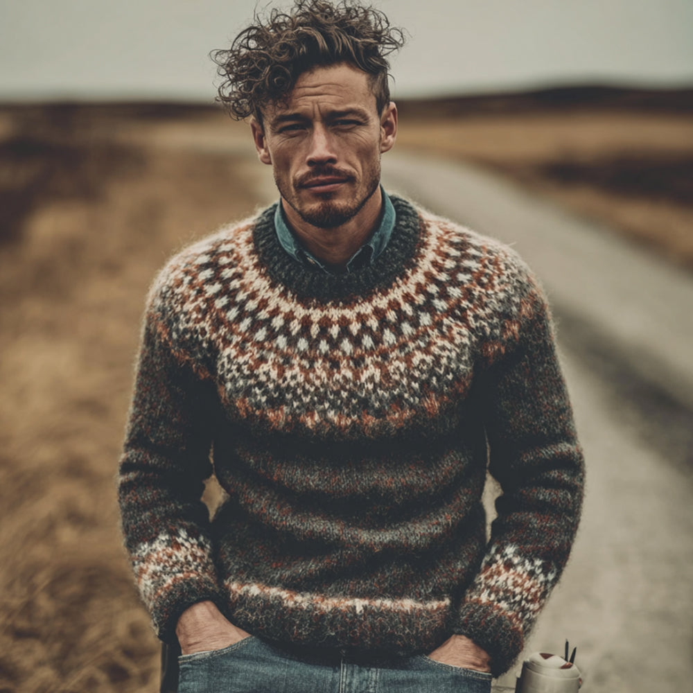 Men's Fer Island Knitted Warm Sweater artswardrobe
