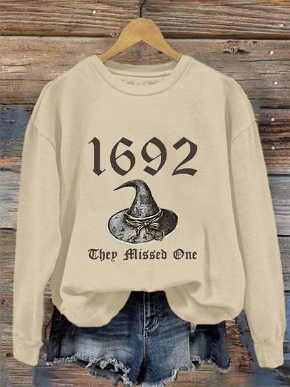 Comstylish Women's Halloween 1692 They Missed One Print Crew Neck Sweatshirt
