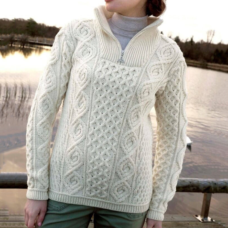 Women's Clan Pattern Half Zip Sweater artswardrobe