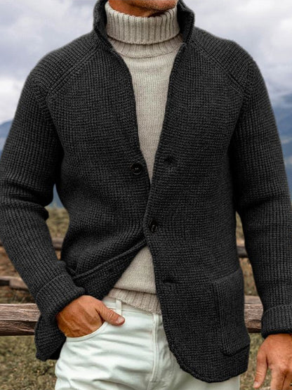 Men's Vintage Solid Color Cozy Sweater Cardigan artswardrobe