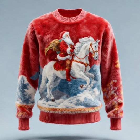 Comstylish Men's Christmas Santa Claus Comfortable Plush Sweatshirt
