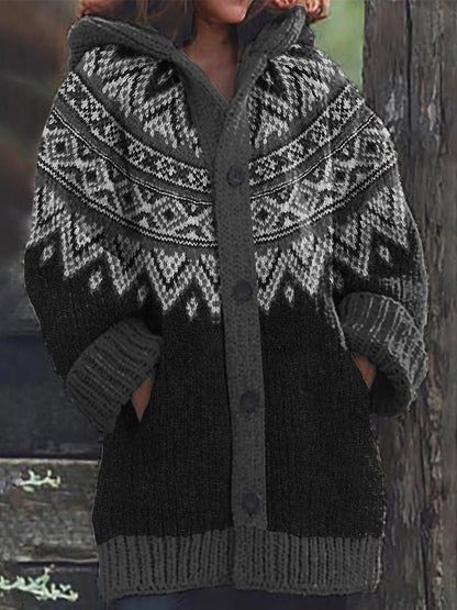 Women's Fairman Pattern Contrast Sweater Cardigan artswardrobe