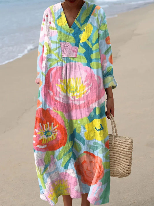 Women's Watercolor Flowers Art Print Dress artswardrobe