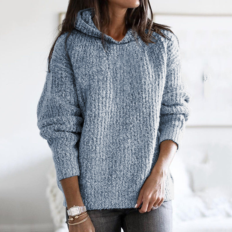 Retro Casual Solid Color Hooded Sweater elevenforest