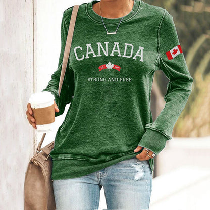 Comstylish Women's Canada Strong And Free Print Sweatshirt