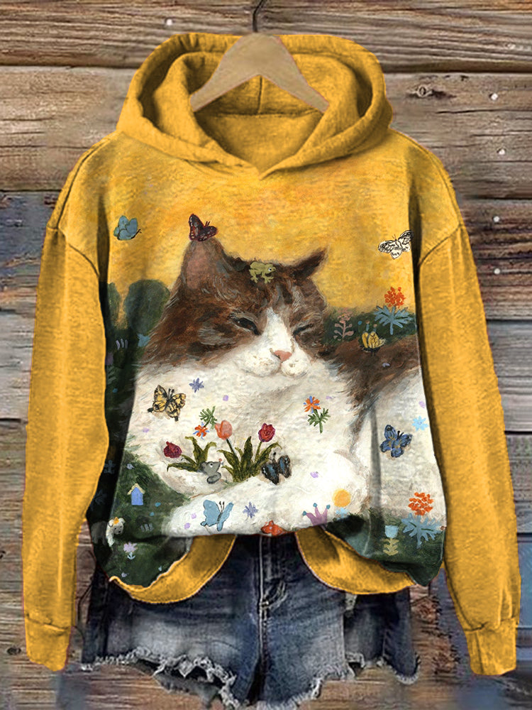 Cute Cat Oil Painting Art Print Hoodie elevenforest