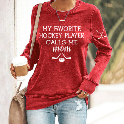 Comstylish Women's My Favourite Hockey Player Calls Me Mom Printed Casual Sweatshirt