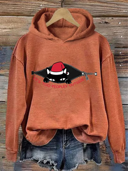 Women's It's Too Peopley Outside Hooded Sweatshirt artswardrobe