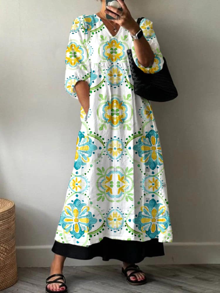 Women's Lace Flower Pattern Holiday Floral Pattern Cotton Dress