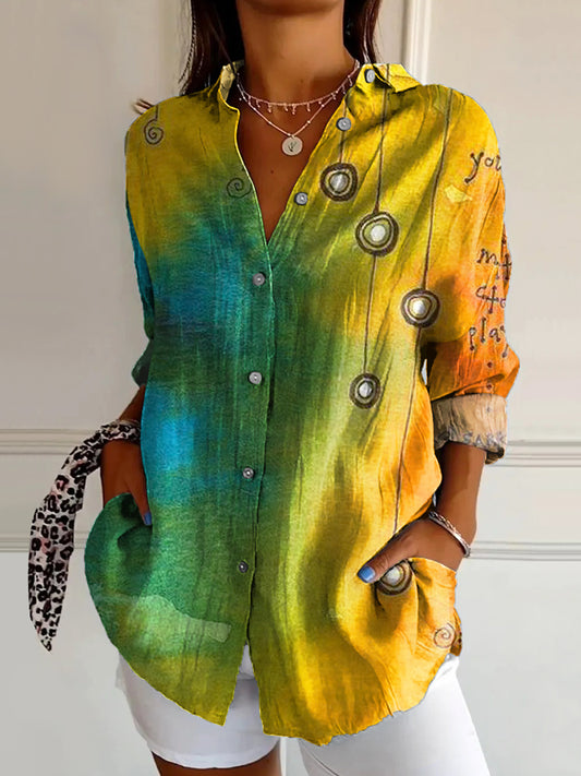 Women's Art Painting Hippie Print Long Sleeve Shirt