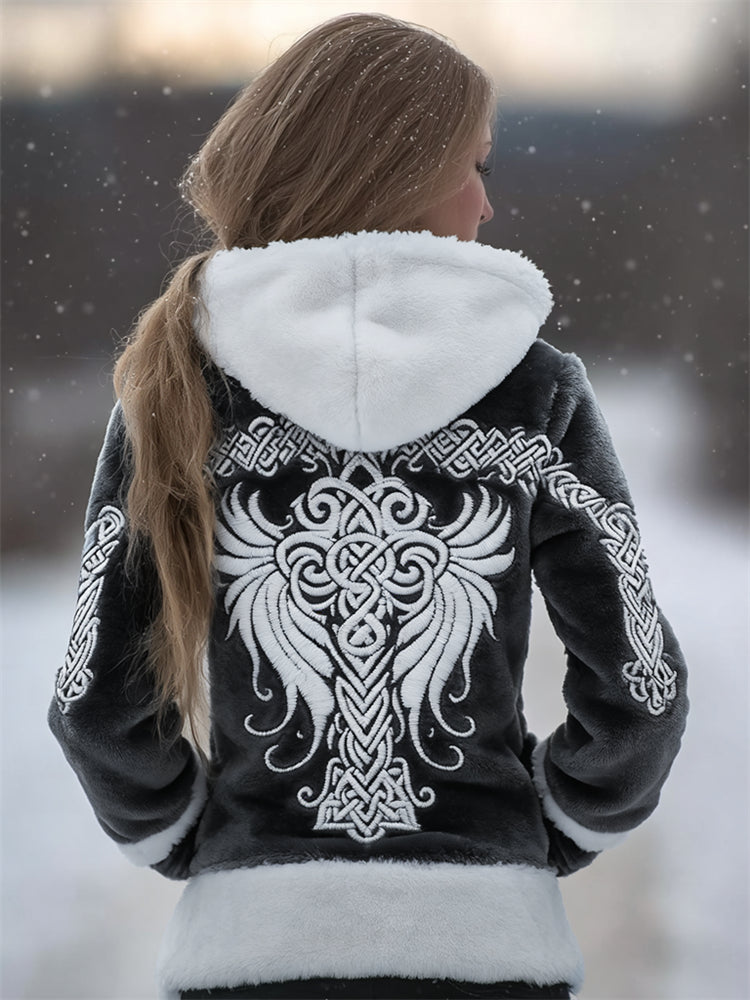 Comstylish Celtic Cross With Wings Celtic Knot Cozy Plush Hoodie