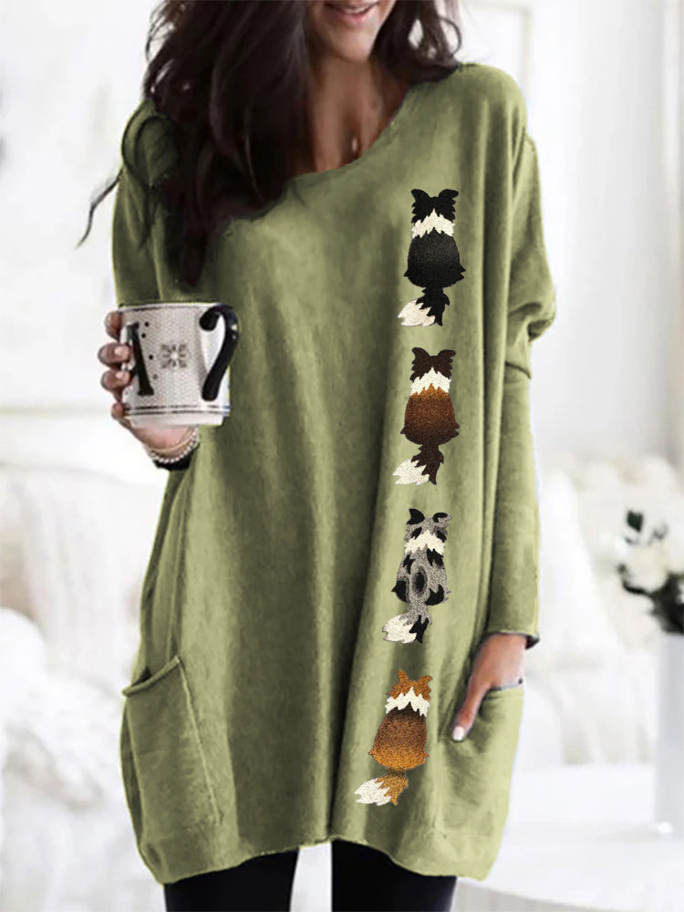 Comstylish Border Collie Dogs Embroidered Comfy Tunic