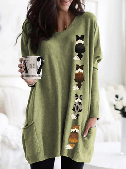 Comstylish Border Collie Dogs Embroidered Comfy Tunic
