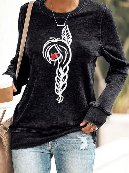 Comstylish Retro Native American Heritage Month Mmiw American Native Hair Indigenous Print Sweatshirt