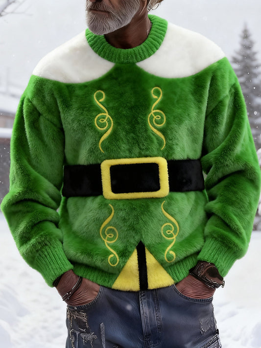 Comstylish Men's Christmas Elf Costume Inspired Cozy Plush Hoodie