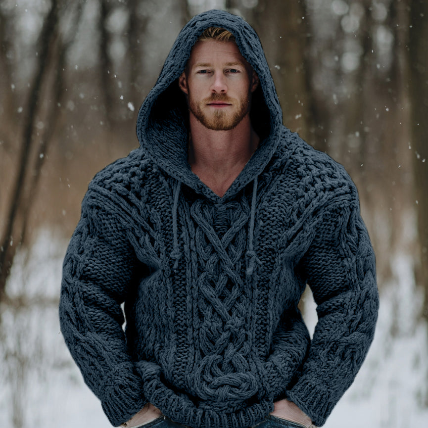 Vintage Fairman Island Jacquard Thick Warm Hooded Sweater elevenforest