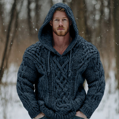 Vintage Fairman Island Jacquard Thick Warm Hooded Sweater elevenforest