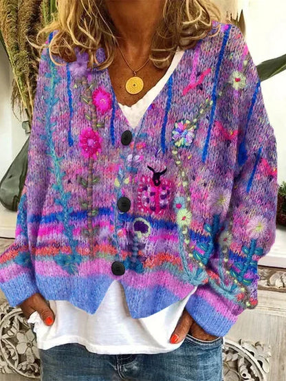 KS | Květovaný cardigan s knoflíky
