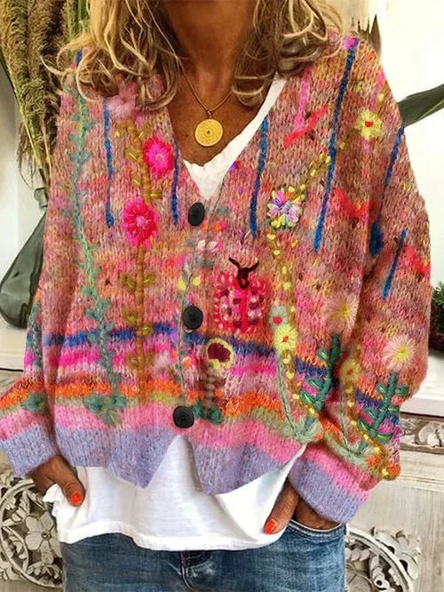 KS | Květovaný cardigan s knoflíky