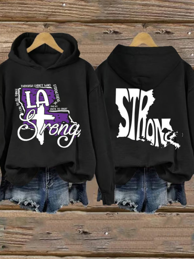 Comstylish Retro Louisiana Strong I Can Do All Things Through Christ Who Strengthens Me Philippians 4_13 Unite To Fight Print Hoodie